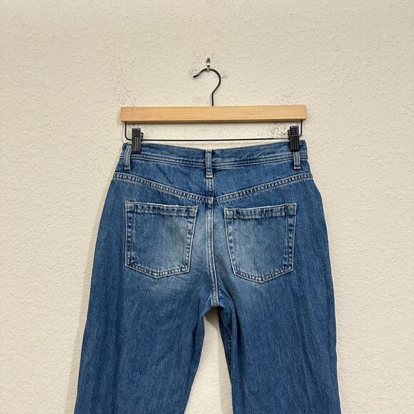 WE THE FREE Maggie Jeans Blue Ankle Chewed Hem Straight Leg Frayed - Picture 6 of 13